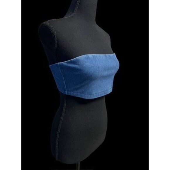 SUSANA MONACO Denim mico tube Strapless Bandeau Top COUNTRY CONCERT SUMMER - Picture 3 of 7